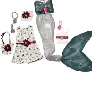 PreT5 Doll Dresses and Accessories: Unique Gifts for Kids Featuring Mermaid and Casual Dress. Fits 28-31 cm Dolls! Ideal Gifts for Kids Ages 3 and Above.