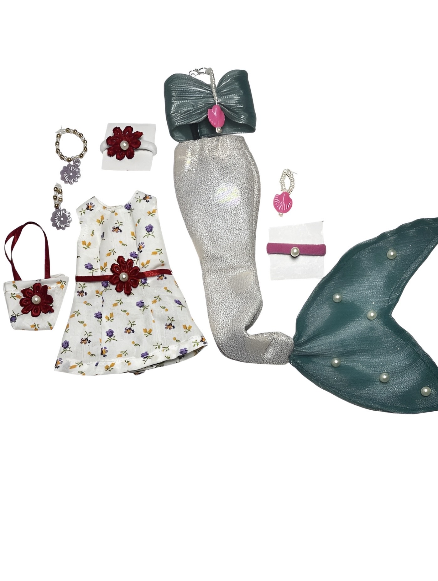 PreT5 Doll Dresses and Accessories: Unique Gifts for Kids Featuring Mermaid and Casual Dress. Fits 28-31 cm Dolls! Ideal Gifts for Kids Ages 3 and Above.